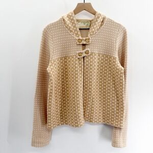 Vintage Y2K Anthropologie Sparrow Hooded Toggle Sweater in Tan Size M Wool Blend